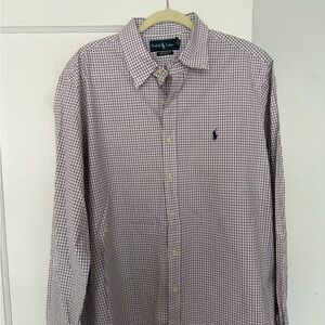 Ralph Lauren Men's Red and White Plaid Shirt